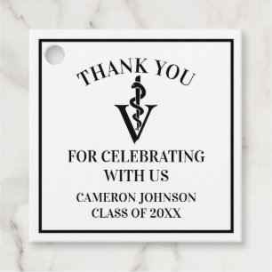 Étiquettes Cadeau Fête de graduation de l'école vétérinaire noire pe