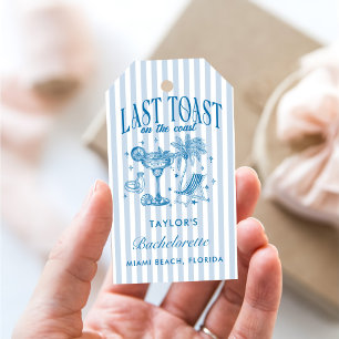 Étiquettes-cadeau Fête de jeune fille côtière moderne cocktail bleu
