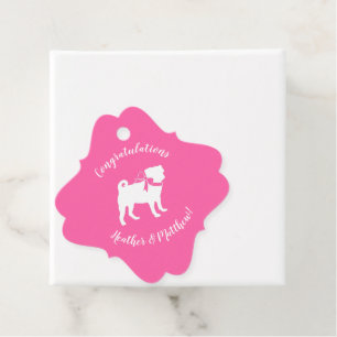 Étiquettes Cadeau Fête de la fête du chien Carlin rose