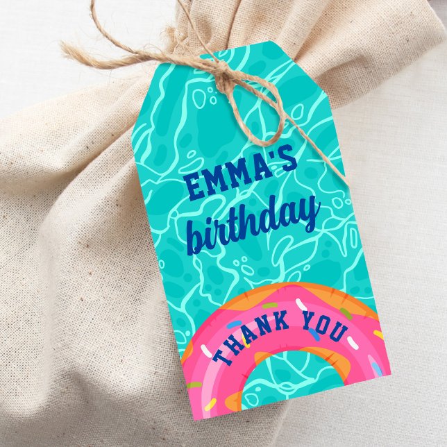 Étiquettes-cadeau Fête de la piscine intérieure de la piscine intéri (Créateur téléchargé)