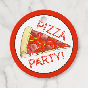 Étiquettes Cadeau FÊTE DE LA PIZZA ! Pepperoni Fromage Pizzeria tran