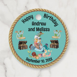 Étiquettes Cadeau Fête de la Sirène et du Pirate
