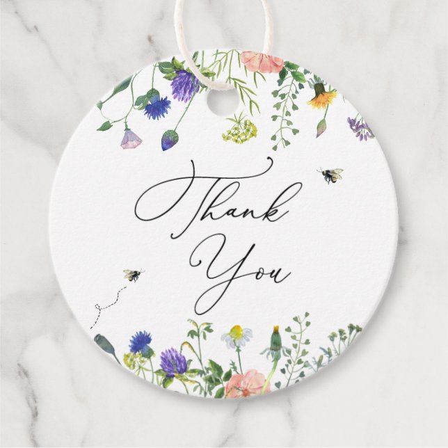 Étiquettes Cadeau Fête de mariage abeille fleur sauvage (Devant)