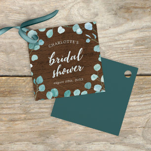 Étiquettes Cadeau Fête de Mariage au Eucalyptus Rustique et Bois Bru