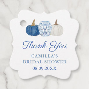 Étiquettes Cadeau Fête de mariage automnale citrouilles bleues et bl