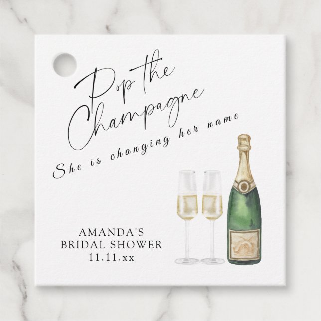 Étiquettes Cadeau Fête de mariage avec Champagne à faire sauter (Devant)