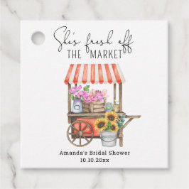 Étiquettes Cadeau Fête de mariage avec chariot de fleurs 