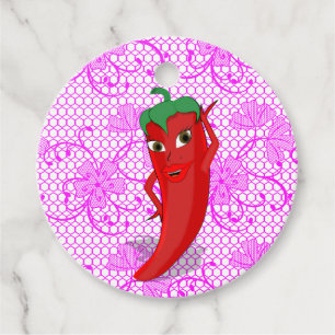 Étiquettes Cadeau Fête de mariage avec diva au piment rouge chaud