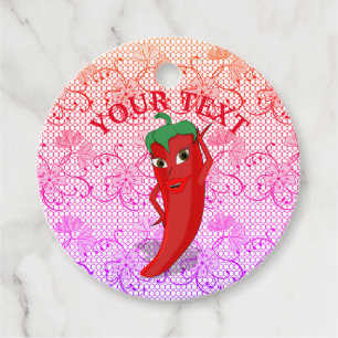 Étiquettes Cadeau Fête de mariage avec diva piment rouge