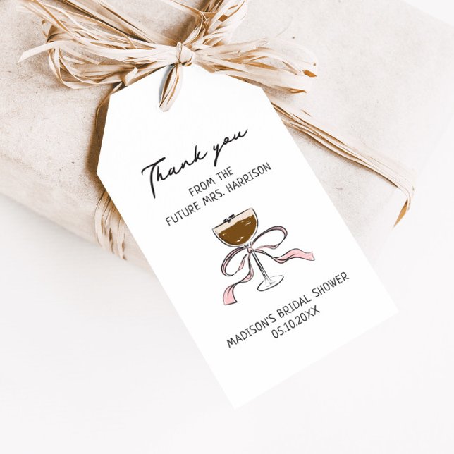 Étiquettes-cadeau Fête de Mariage avec un Espresso Martini Dessiné à (Créateur téléchargé)