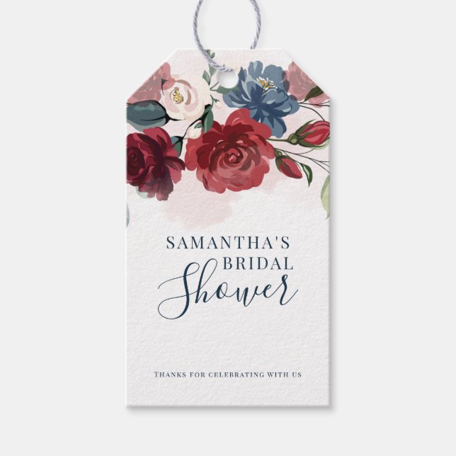 Étiquettes-cadeau Fête de mariage botanique à l'aquarelle florale (Devant)