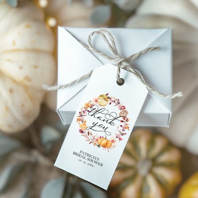 Étiquettes-cadeau Fête de mariage champêtre feuilles d'automne Citro (Créateur téléchargé)