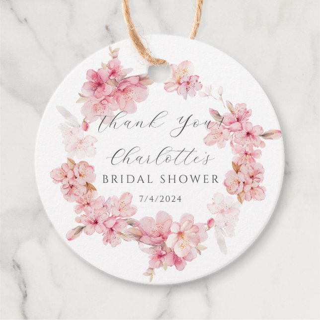 Étiquettes Cadeau Fête de Mariage Délice de Fleurs de Cerisier (Devant)