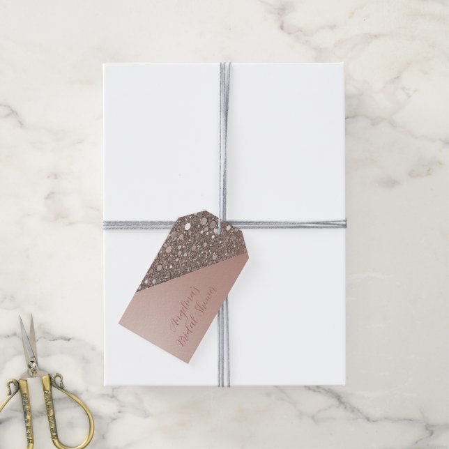 Étiquettes-cadeau Fête de mariage élégante en or rose (Avec de la ficelle)