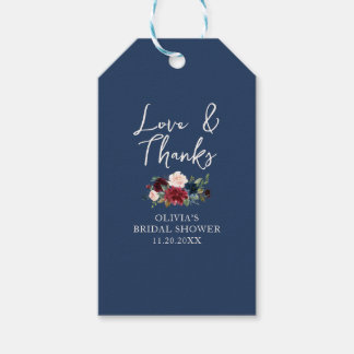 Étiquettes-cadeau Fête de mariage floral amour et remerciements