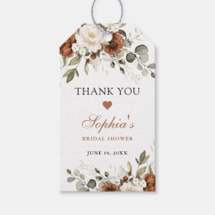 Étiquettes-cadeau Fête de mariage Floral rouille crème verdure or