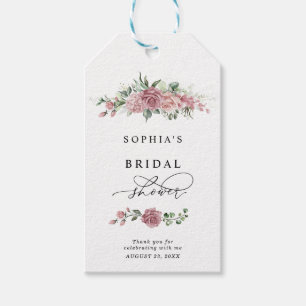 Étiquettes-cadeau Fête de Mariage Florale Rose Poussiéreux
