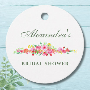 Étiquettes Cadeau Fête de Mariage Florale Rose Saumon Pivoine