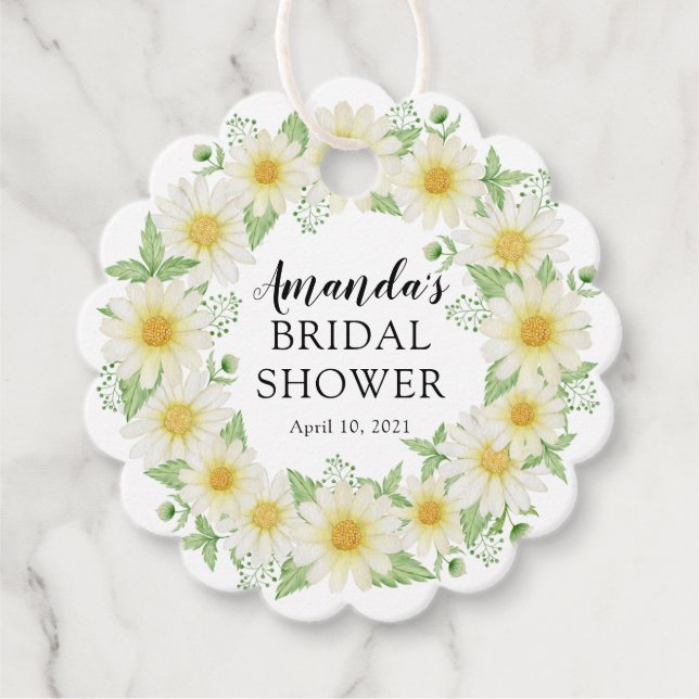 Étiquettes Cadeau Fête de mariage Fresh Daisy (Devant)