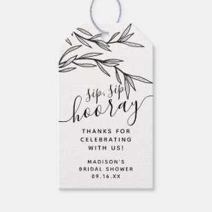 Étiquettes-cadeau Fête de mariage Greenery Sip Sip Hourra