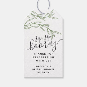 Étiquettes-cadeau Fête de mariage Greenery Sip Sip Hourra
