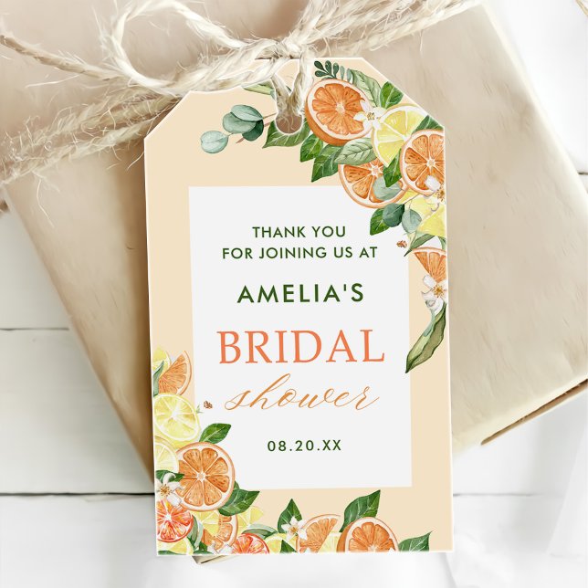 Étiquettes-cadeau Fête de mariage Main Squeeze Citrus (Créateur téléchargé)