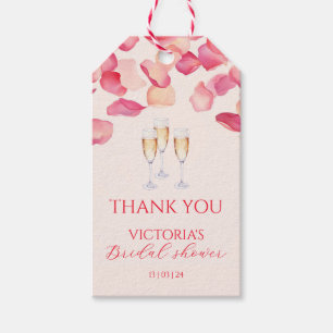 Étiquettes-cadeau Fête de mariage Pose Petals et Prosecco