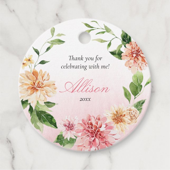 Étiquettes Cadeau Fête de mariage romantique florale d'été rose  (Devant)