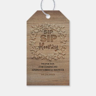 Étiquettes-cadeau Fête de mariage rustique Sip Sip Hooray