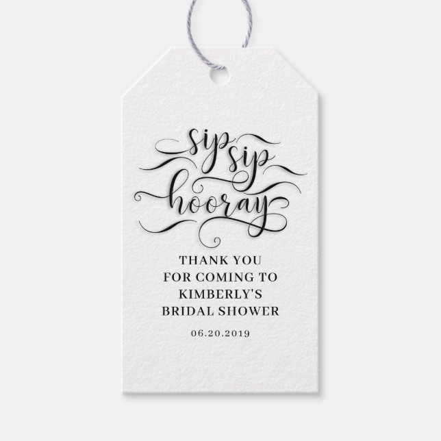Étiquettes-cadeau Fête de Mariage Sip Sip Hooray (Devant)