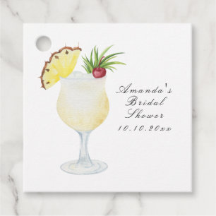 Étiquettes Cadeau Fête de mariage thème cocktail Pina Colada aquarel