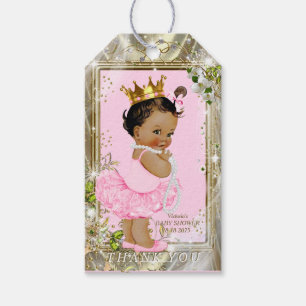 Étiquettes-cadeau Fête de naissance Ethnique Princesse Rose Tutu