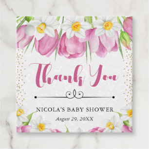 Étiquettes Cadeau Fête de Naissance Fleurs de Tulipes et Jonquilles