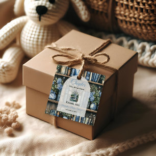 Étiquettes Cadeau Fête de naissance garçon bleu livre de contes