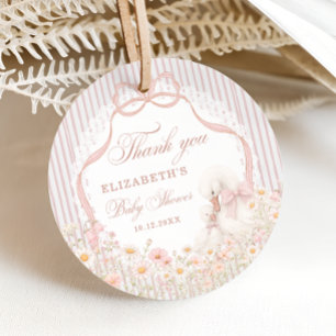 Étiquettes Cadeau Fête de naissance Oie Ridicule Fleurs sauvages Ros