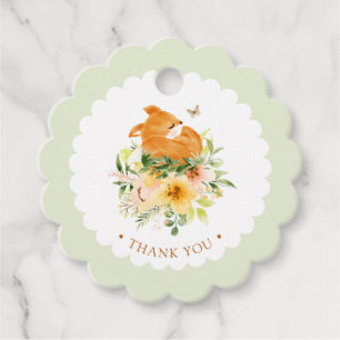 Étiquettes Cadeau Fête de naissance renard conte de fleurs