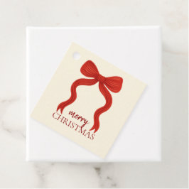 Étiquettes Cadeau Fête de Noël avec un élégant nœud rouge - 