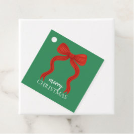 Étiquettes Cadeau Fête de Noël avec un élégant nœud rouge - 