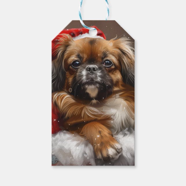 Étiquettes-cadeau Fête de Noël de Chien Espagnol Tibétain (Devant)
