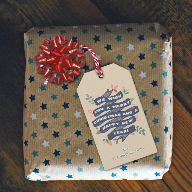 Étiquettes-cadeau Fête de Noël Floral Whimsical (Créateur téléchargé)