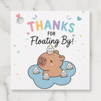 Étiquettes Cadeau Fête de Piscine aux Capybaras Merci