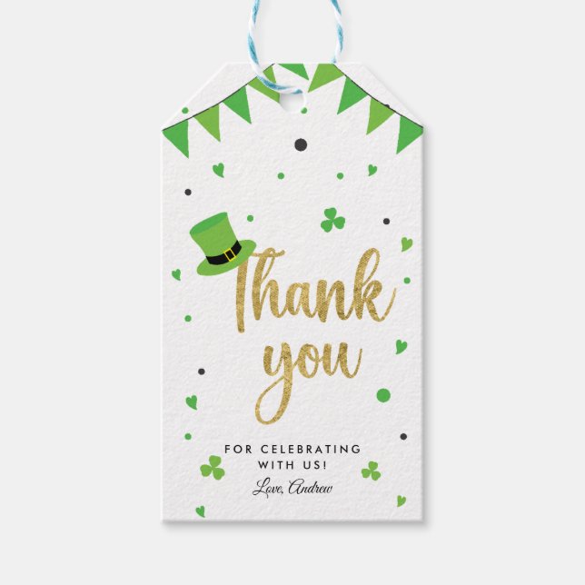 Étiquettes-cadeau Fête de remerciement de la Saint-Patrick (Devant)