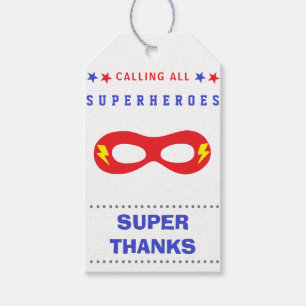 Étiquettes-cadeau Fête de super-héros Merci beaucoup