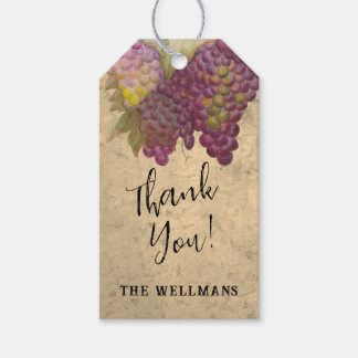 Étiquettes-cadeau Fête de Thème de Vin de Vignoble Rustique Merci