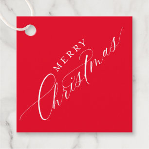 Étiquettes Cadeau FÊTE DE VACANCES Joyeux Noël élégant rouge