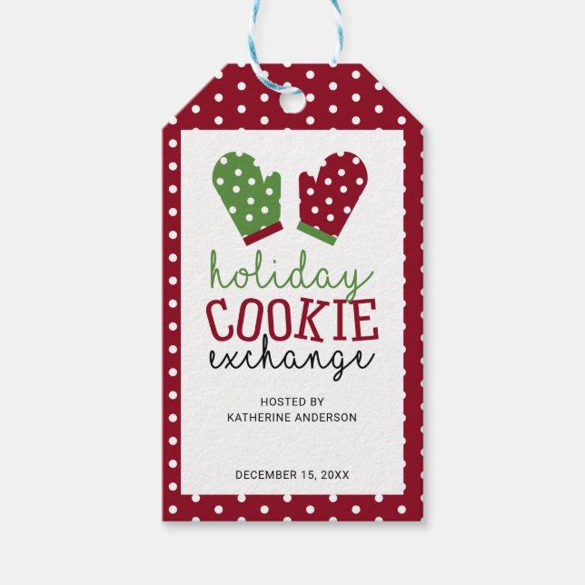 Étiquettes-cadeau Fête d'échange de biscuits Noël Four Mitts (Devant)
