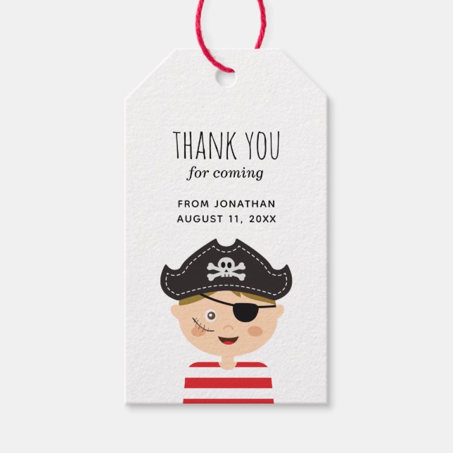 Étiquettes-cadeau Fête des enfants pirates. Bébé garçon anniversaire (Devant)