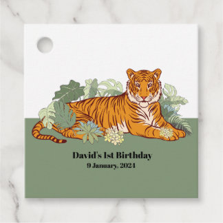 Étiquettes Cadeau Fête des garçons de tigres, jungle animale