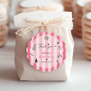 Étiquettes Cadeau Fête des mariées à bande rose à main chic