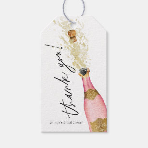 Étiquettes-cadeau Fête des mariées à la bouteille de champagne